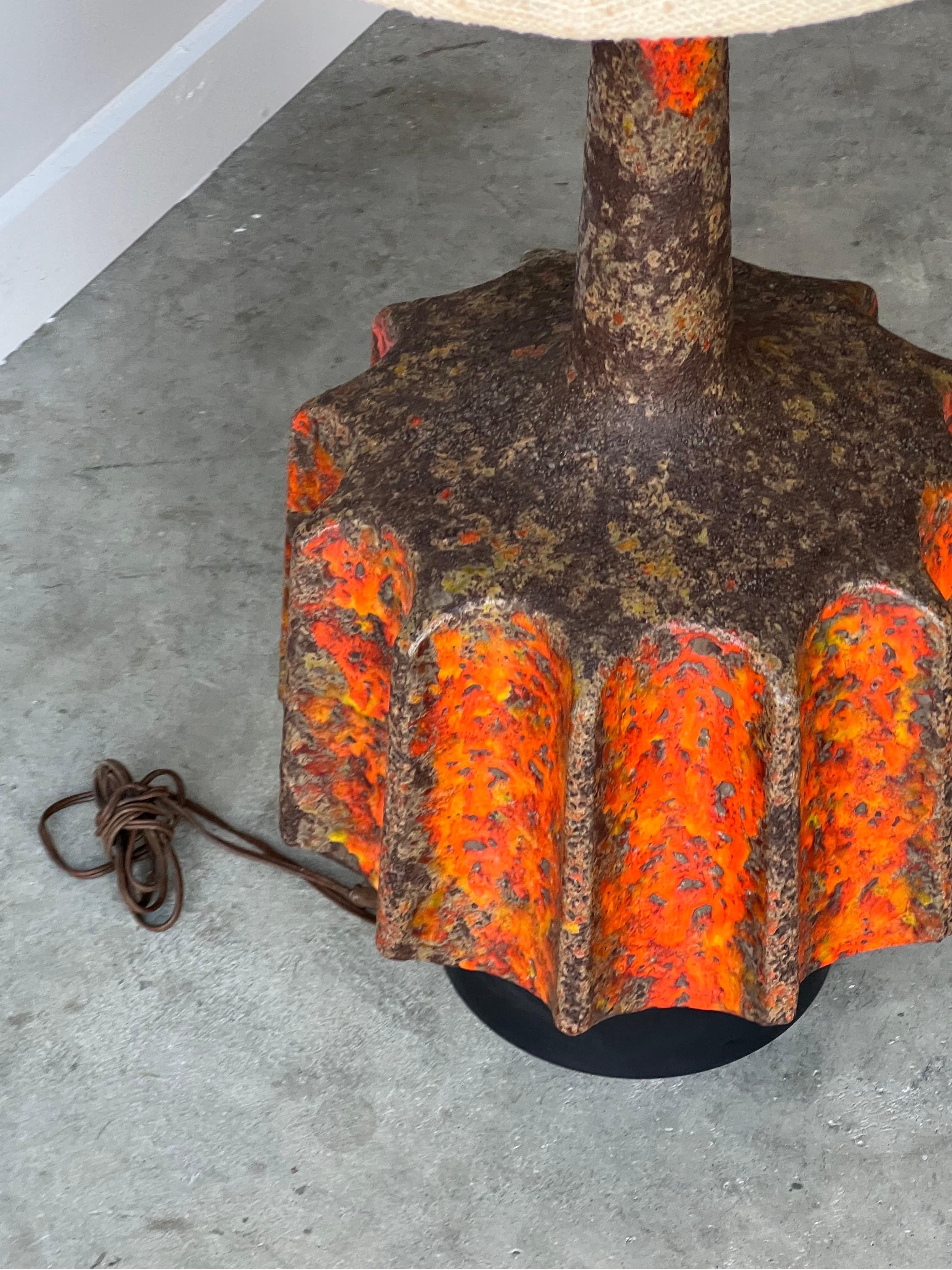 Mid-Century Large Brutalist Ceramic Lamp - Single In Good Condition In Raleigh, NC