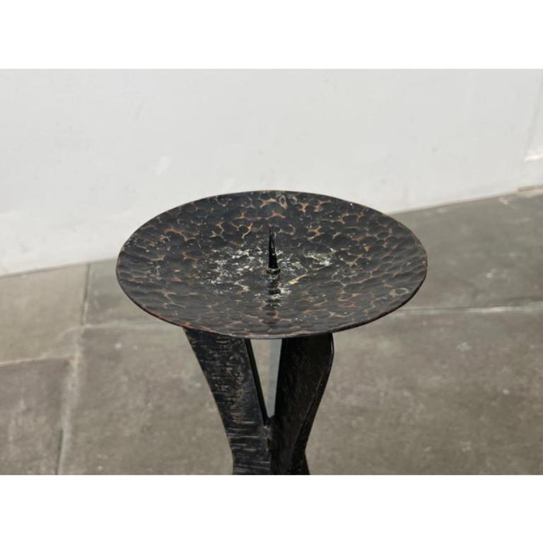 Mid-Century Large Brutalist Wrought Iron Tripod Floor Candleholder, 1960s For Sale 5