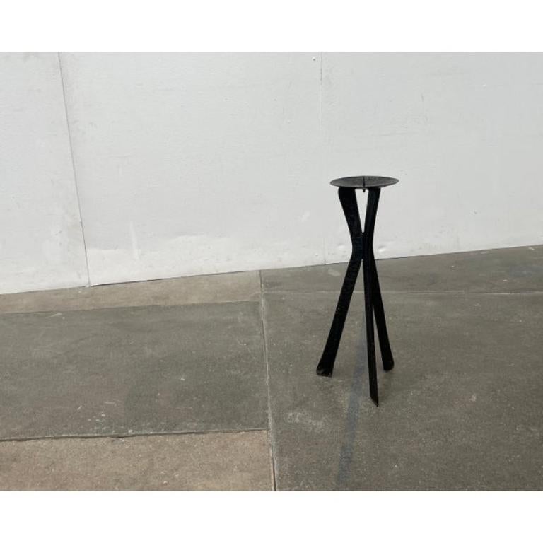 Mid-Century Large Brutalist Wrought Iron Tripod Floor Candleholder, 1960s For Sale 1