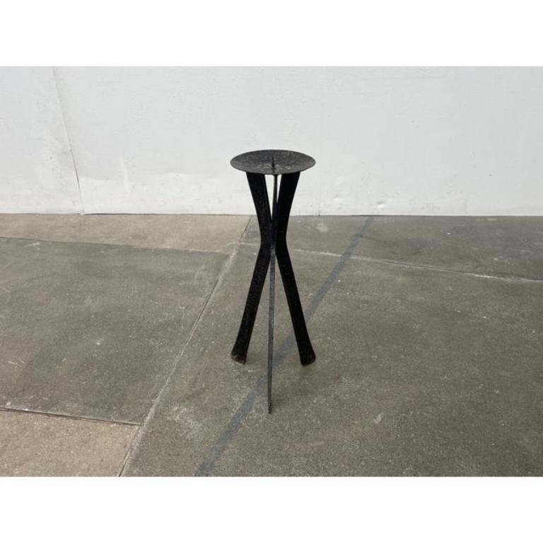 Mid-Century Large Brutalist Wrought Iron Tripod Floor Candleholder, 1960s For Sale 3