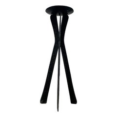 Mid-Century Large Brutalist Wrought Iron Tripod Floor Candleholder, 1960s