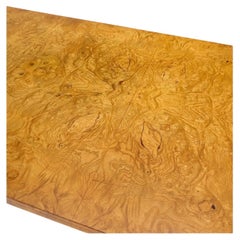 Tavolino da caffè di grandi dimensioni in legno di radica biondo e cromo, risalente alla metà del secolo scorso