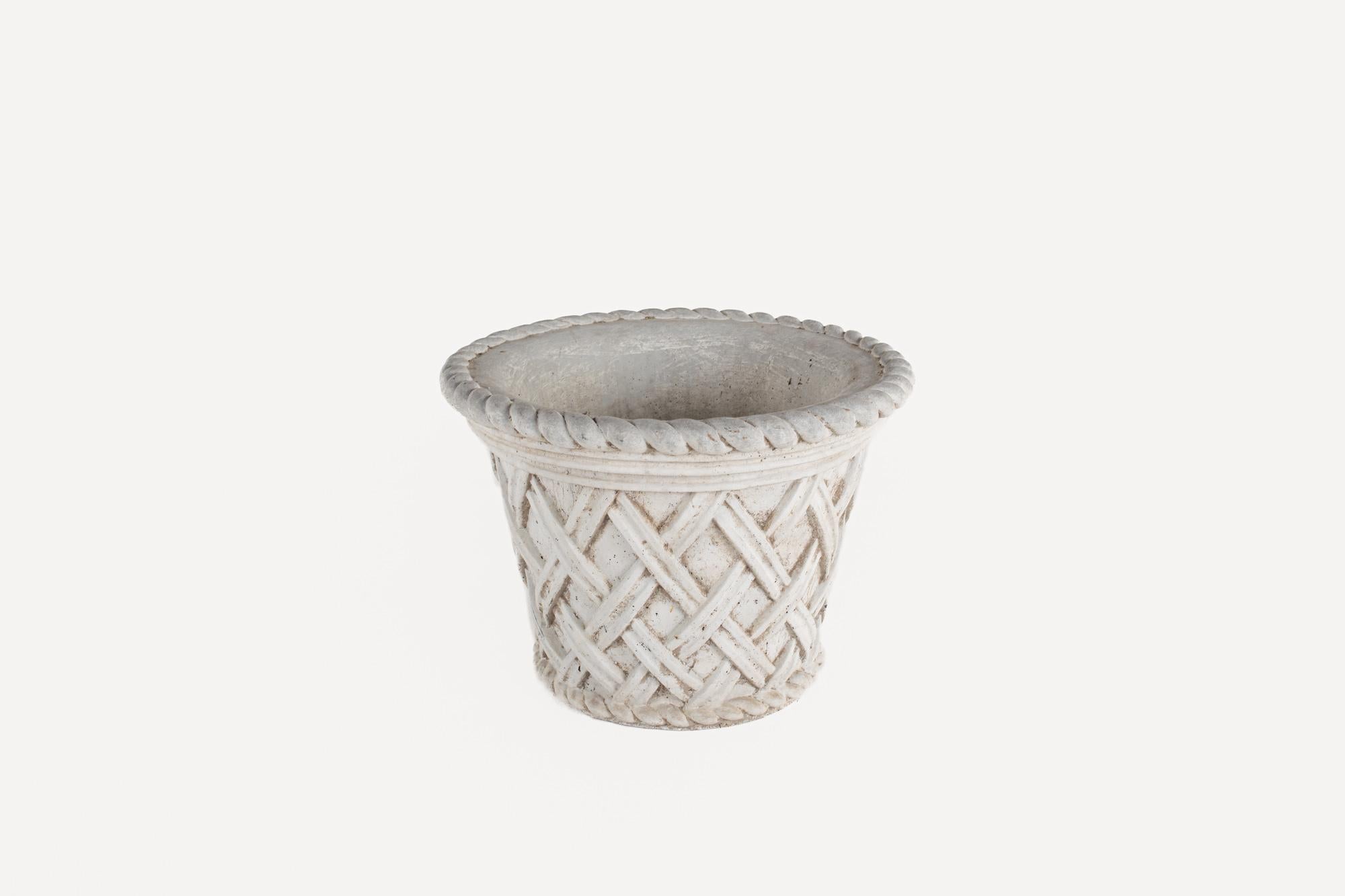 Mid Century Large Cement Rope Crosshatch Planter

The planter measures: 21 wide x 21 deep x 15.5 inches high

All pieces of furniture can be had in what we call restored vintage condition. That means the piece is restored upon purchase so it’s