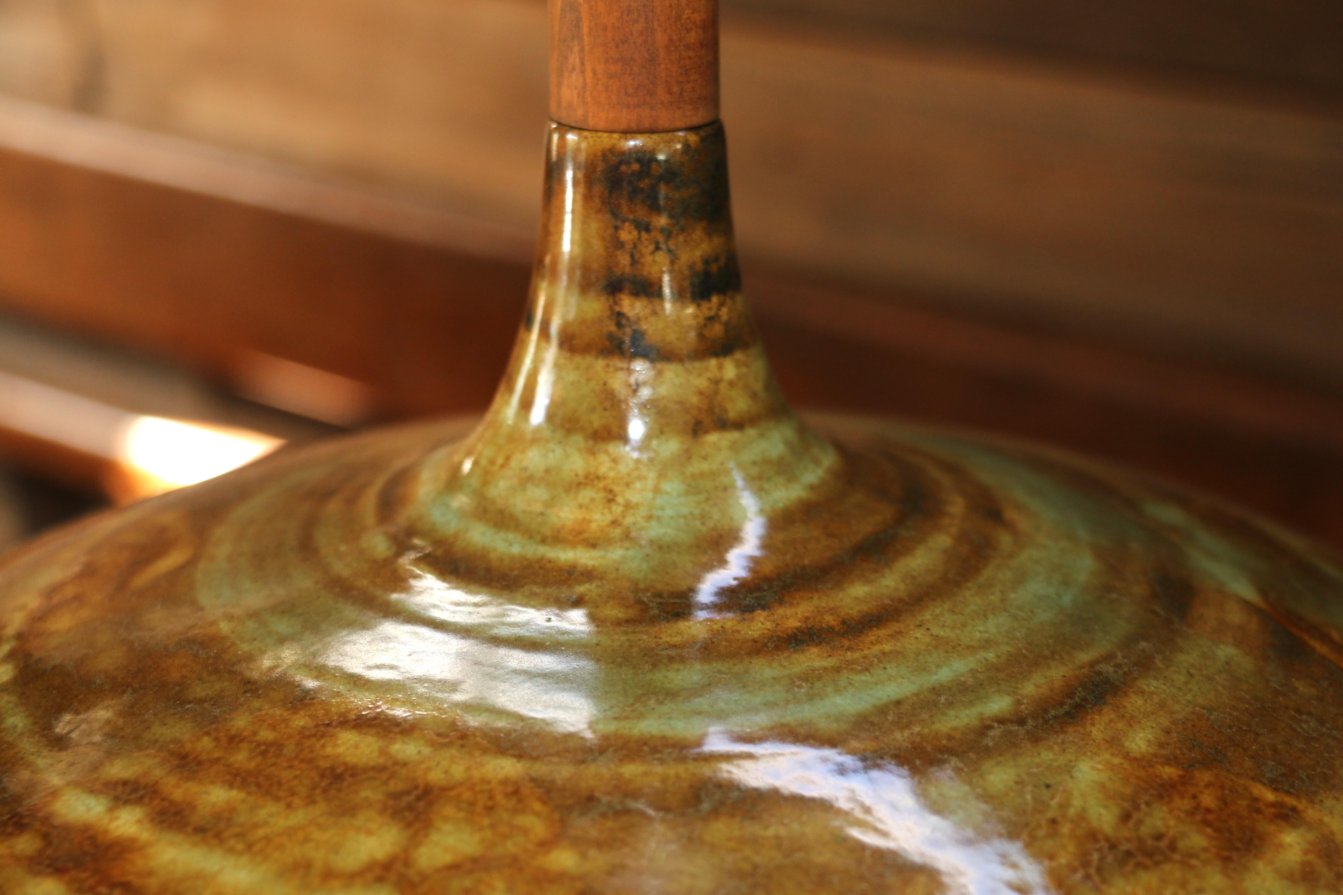 Grande lampe de table du milieu du siècle en céramique à glaçure goutte à goutte, années 1960 en vente 6