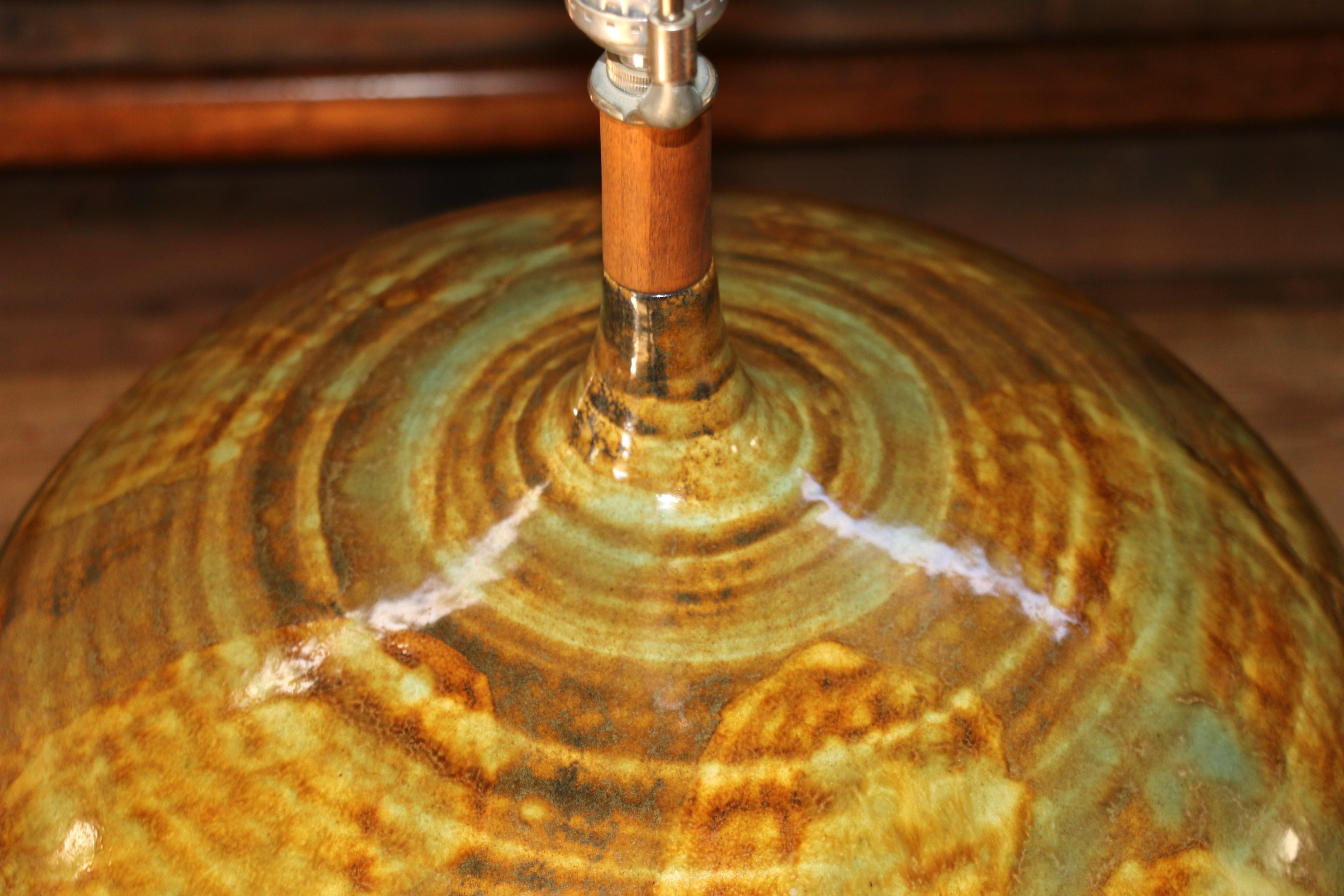 Grande lampe de table du milieu du siècle en céramique à glaçure goutte à goutte, années 1960 en vente 11