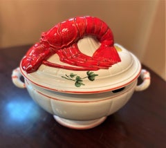 Mid-Century Large Ceramic Lobster-Topped Italian Soup Tureen