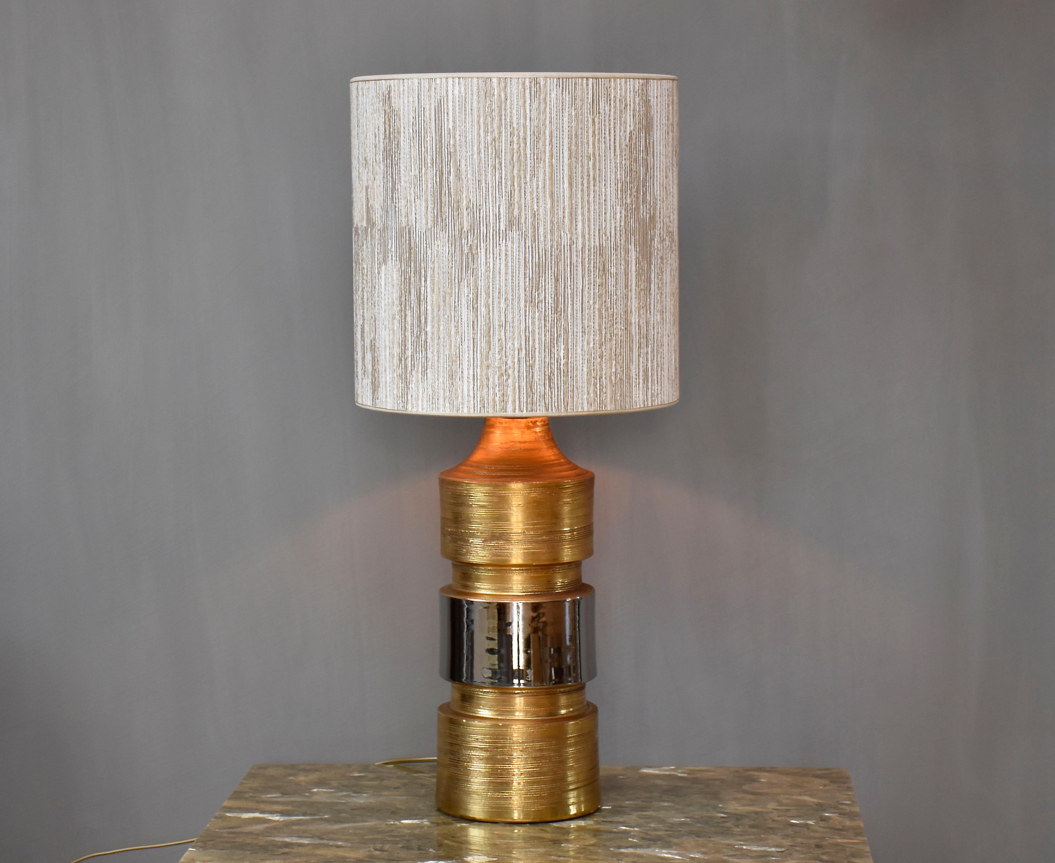 Mid-century large ceramic glazed gold table lamp by Bitossi For Sale at ...