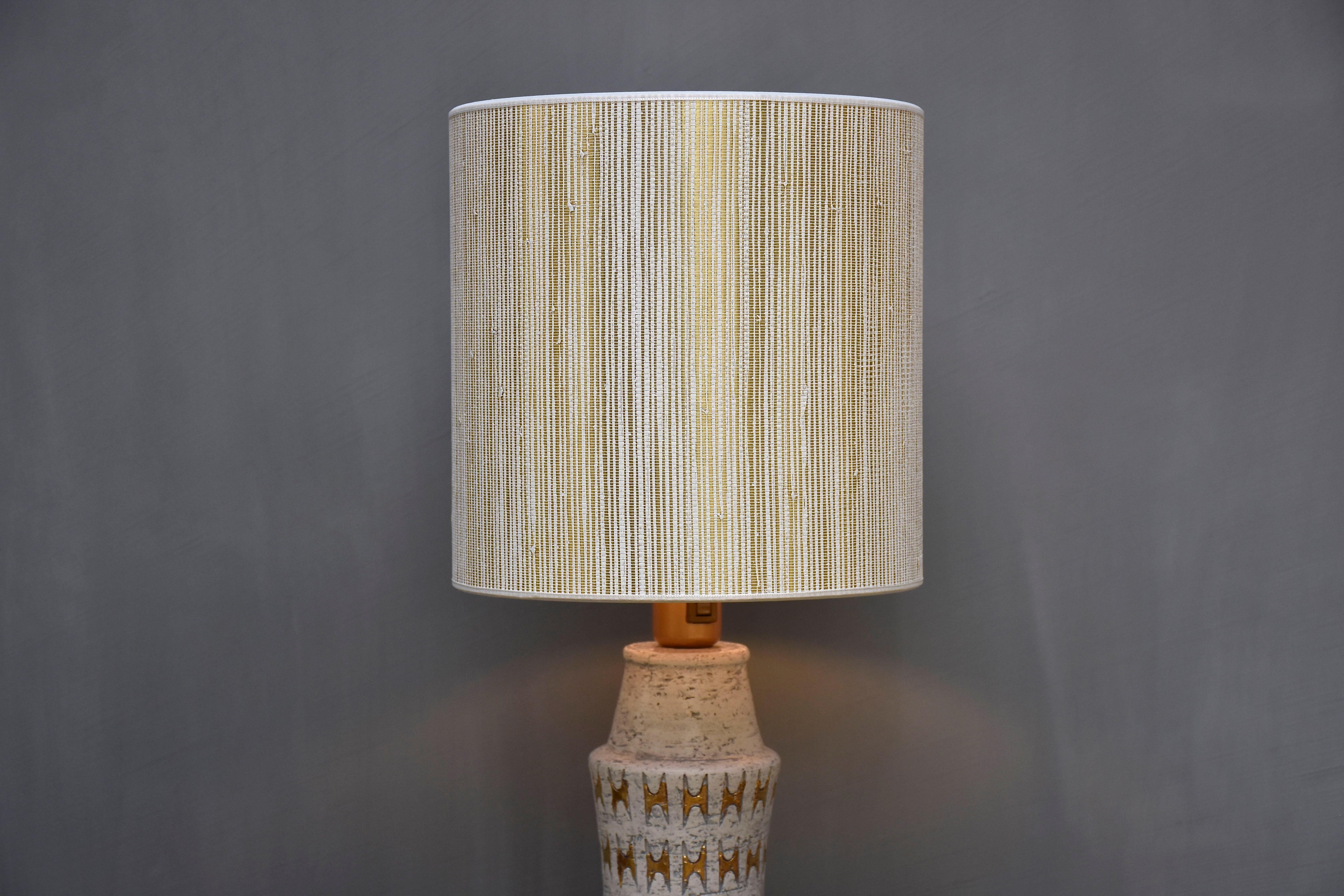 Gilt Mid-century large ceramic table lamp by Bitossi For Sale