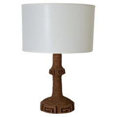Mid-Century Large Ceramic Table Lamp with Greek Key Detail