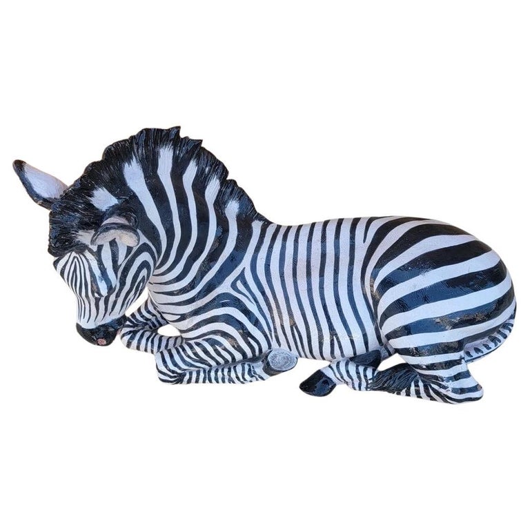 MidCentury Large Ceramic Zebra Sculpture For Sale at 1stDibs