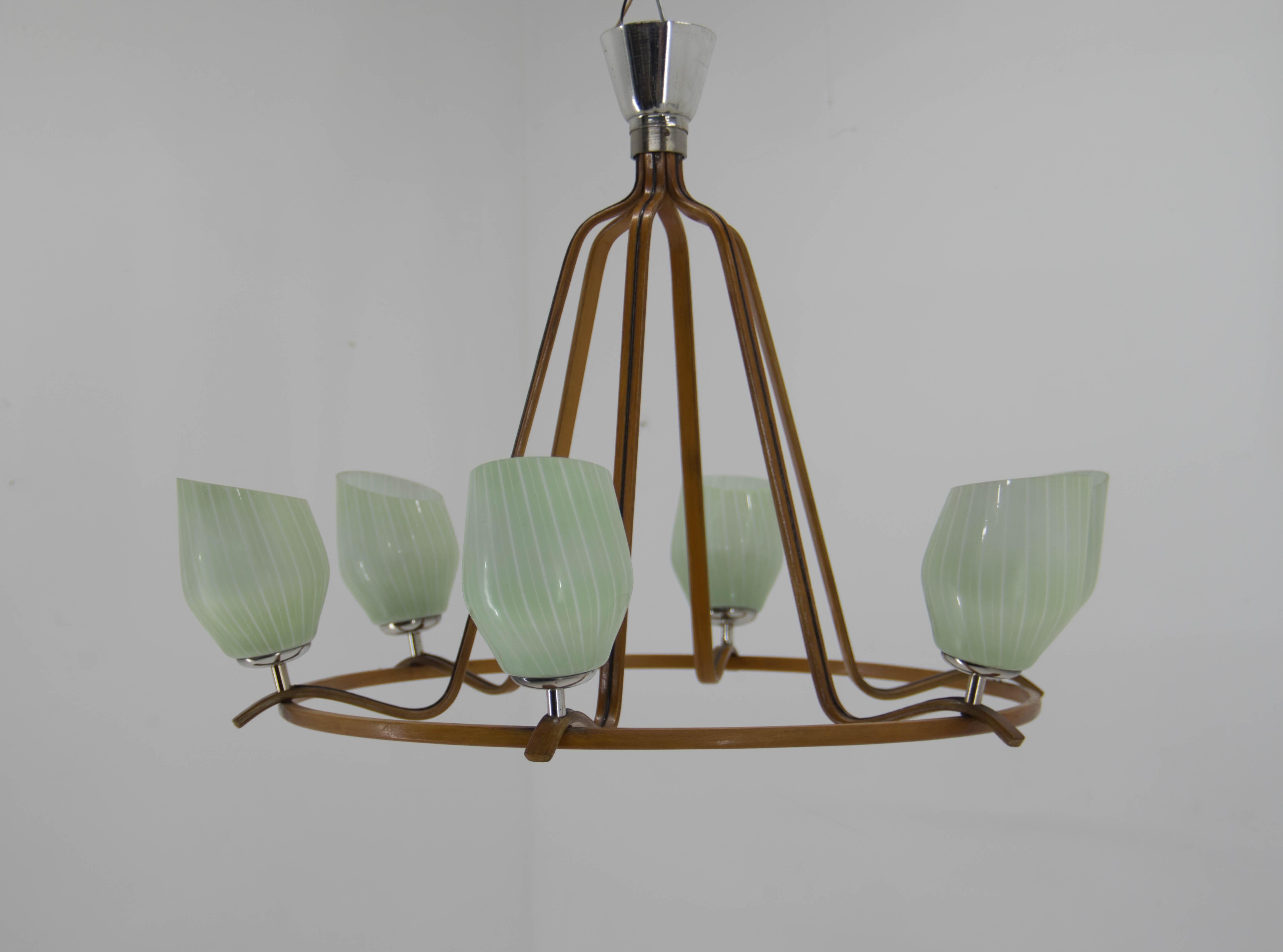 Glass Mid-Century Large Chandelier by Drevo Humpolec, 1960s For Sale