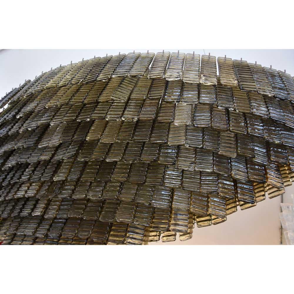 Große Piastre Kronleuchter Murano geblasenem Glas Nerz Farbe Komponenten Italienisch im Angebot 3