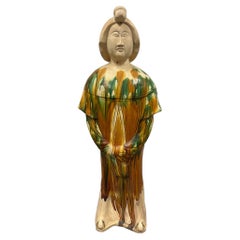 Mid Century Large Chinese Sancai glazed pottery figure - Tang court Lady