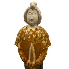 Mid Century Large Chinese Sancai glazed pottery figure - Tang Style court Lady