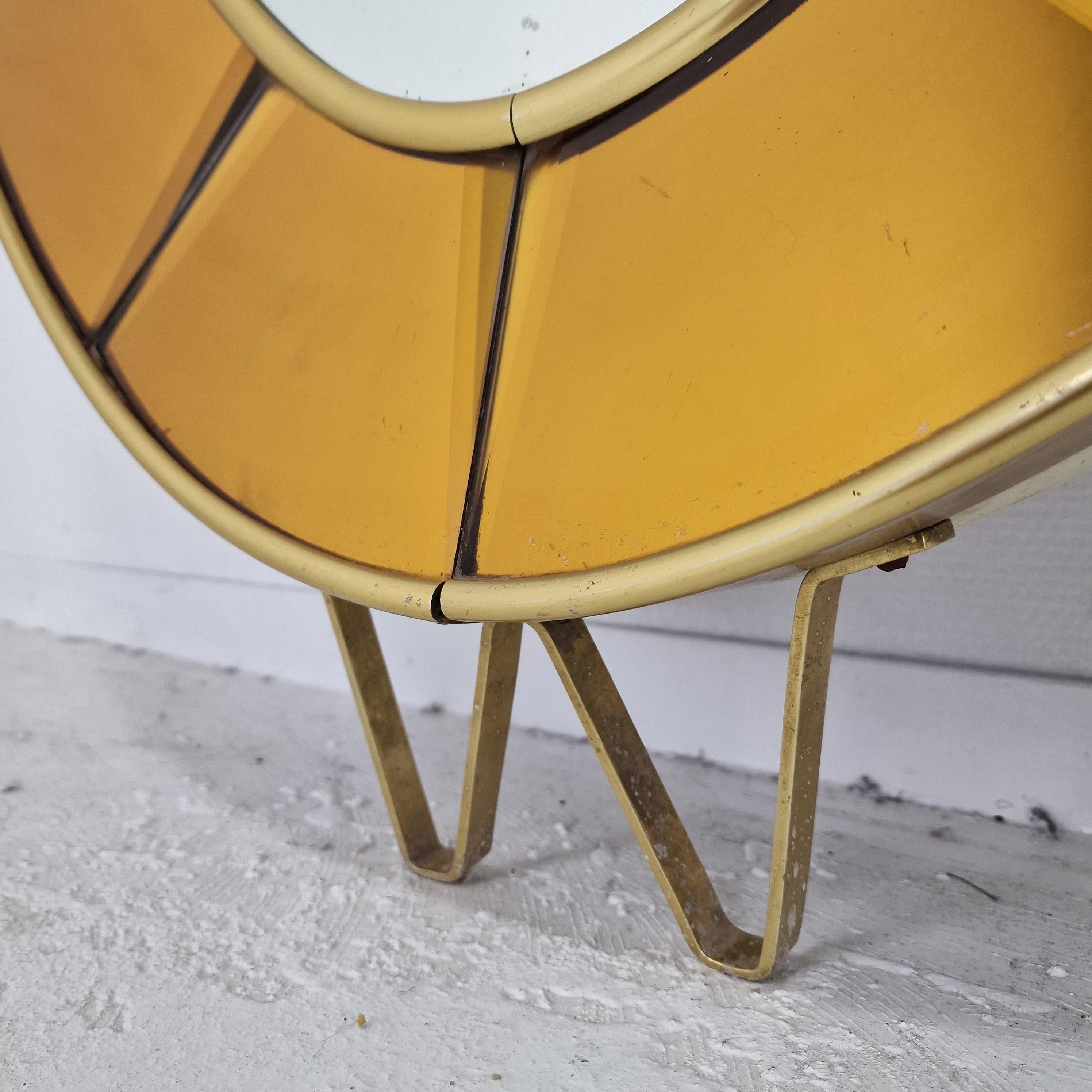 Grand miroir Cristal Arte du milieu du siècle avec table console, années 1950 en vente 4