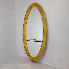 Mid Century Large Cristal Arte Mirror with Console Table, 1950s