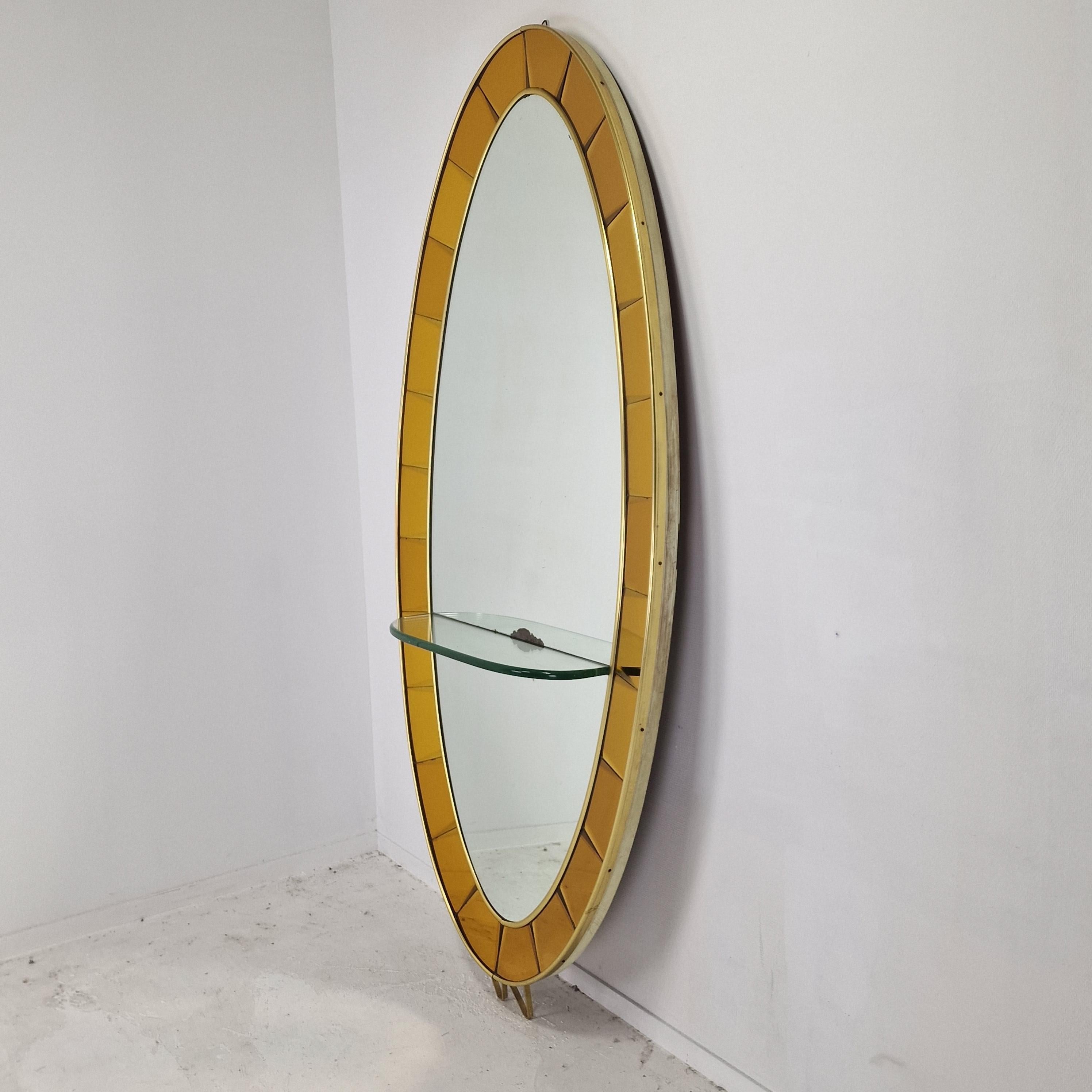 Mid-Century Modern Grand miroir Cristal Arte du milieu du siècle avec table console, années 1950 en vente