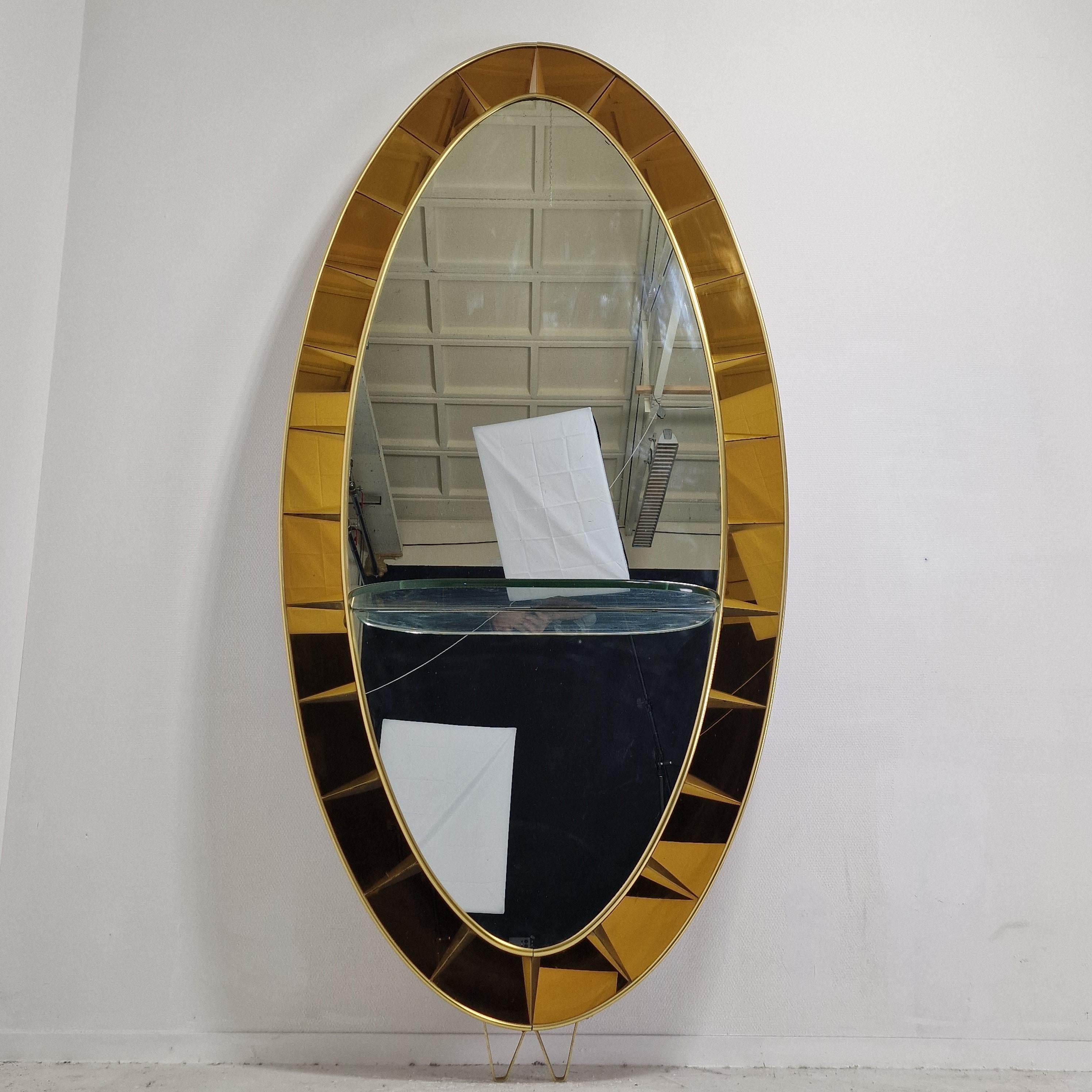 Grand miroir Cristal Arte du milieu du siècle avec table console, années 1950 Bon état - En vente à Oud Beijerland, NL