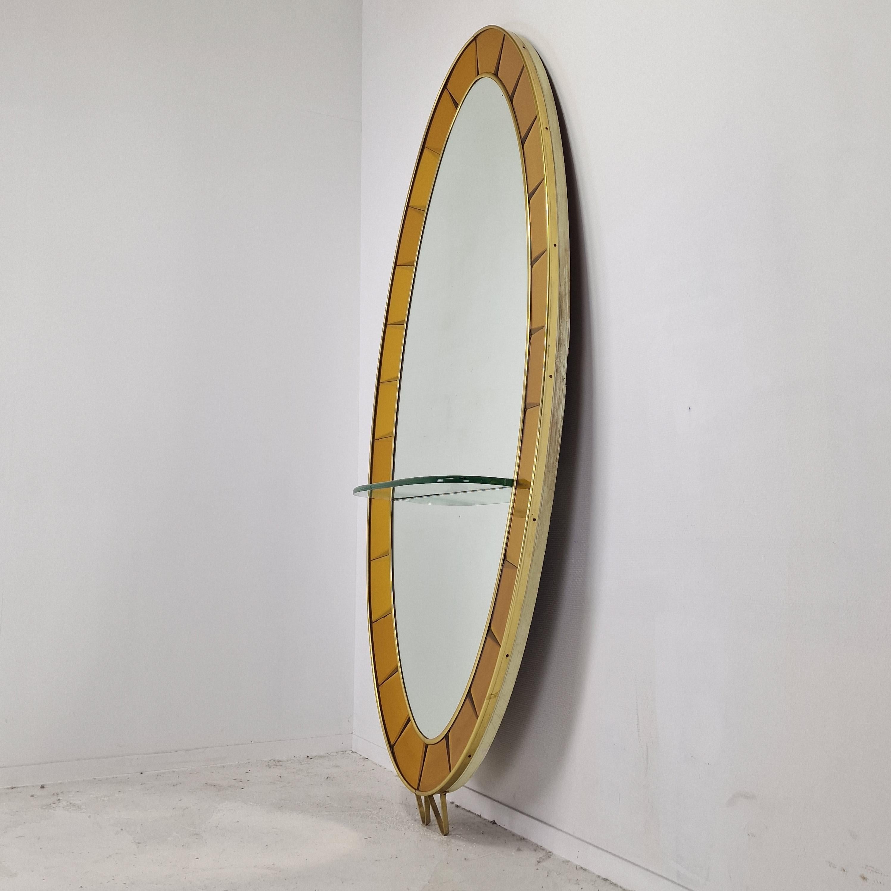 Mid-20th Century Mid Century Large Cristal Arte Mirror with Console Table, 1950s For Sale