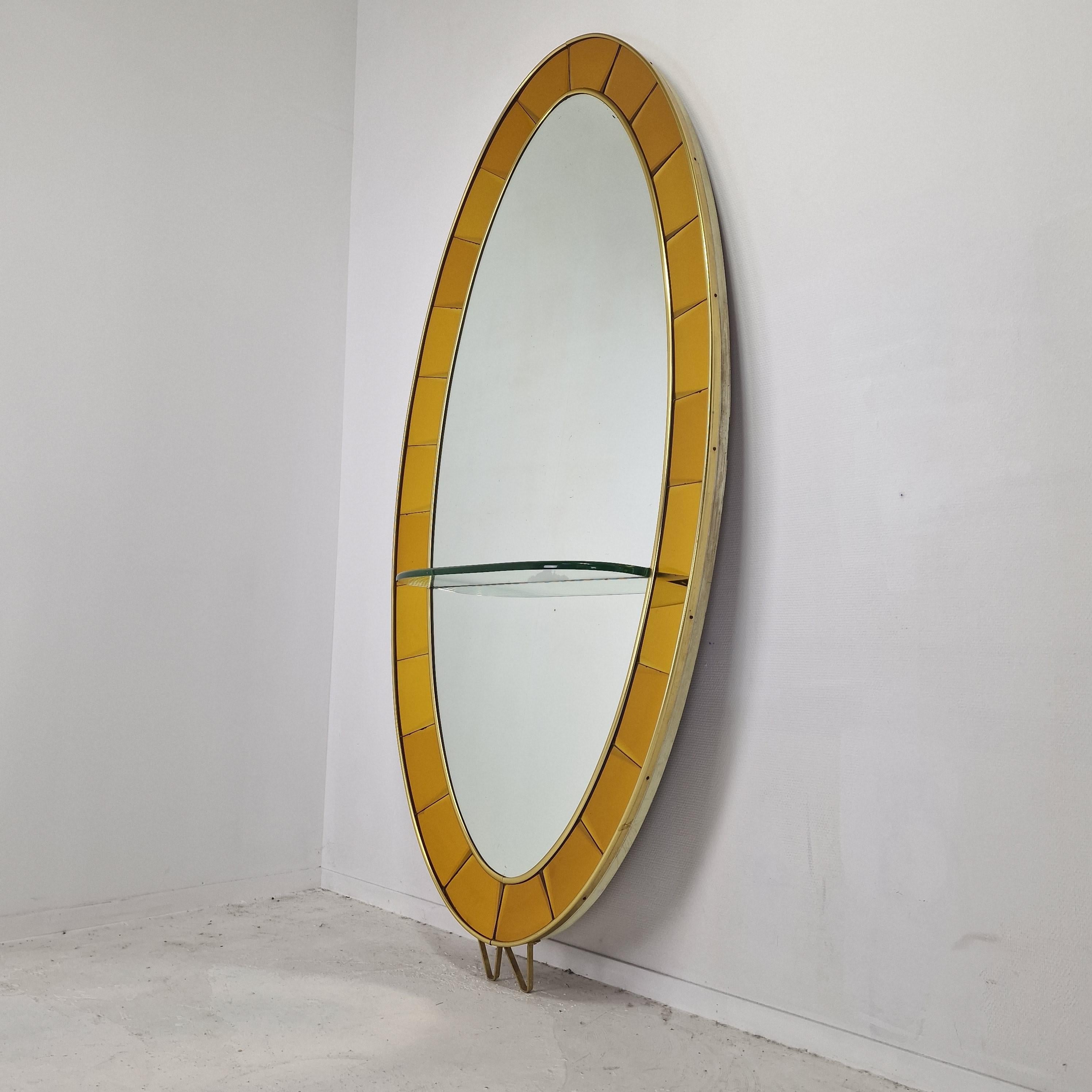 Miroir Grand miroir Cristal Arte du milieu du siècle avec table console, années 1950 en vente