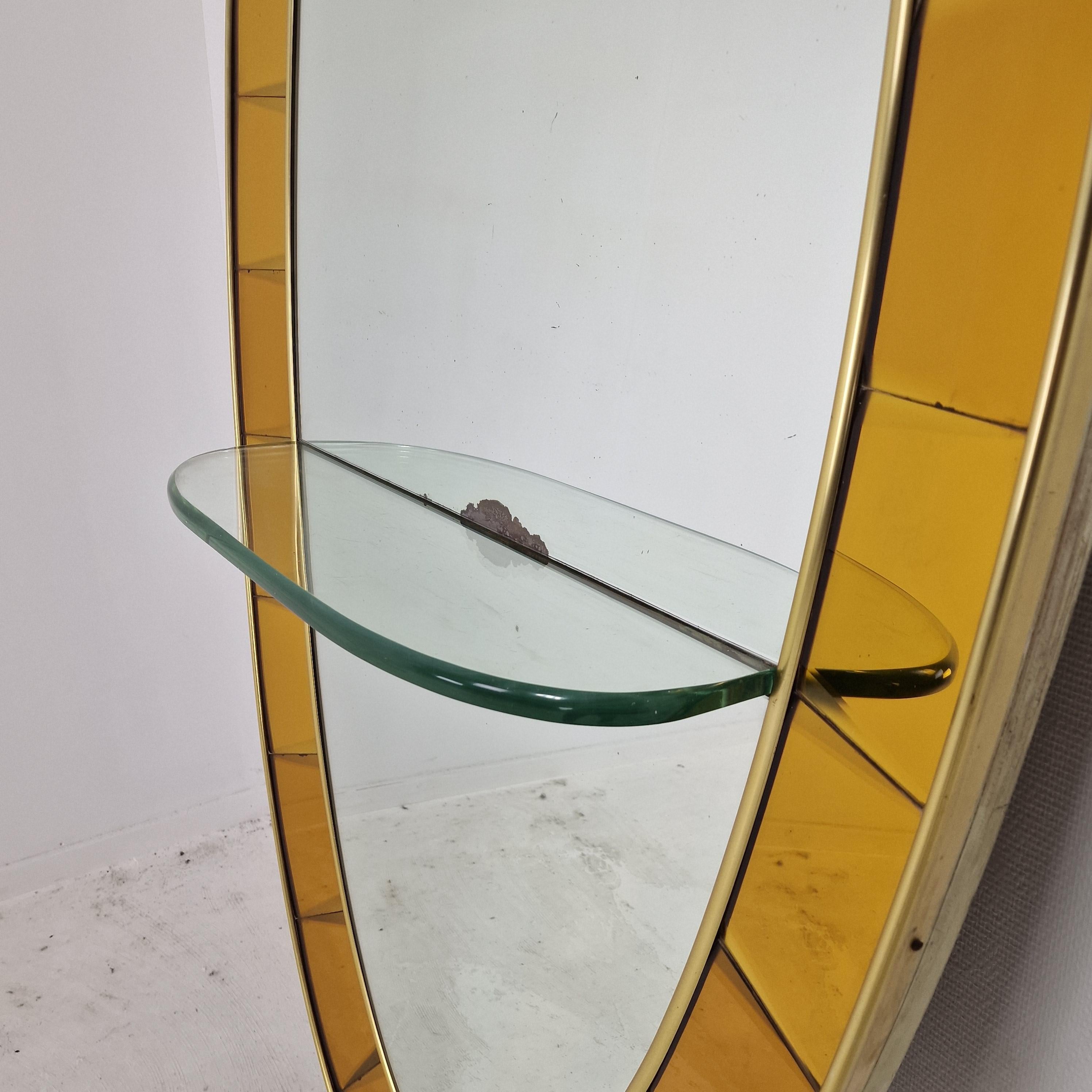 Grand miroir Cristal Arte du milieu du siècle avec table console, années 1950 en vente 1