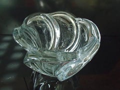Midcentury Large Crystal Vase or Coup Transparent Heavy