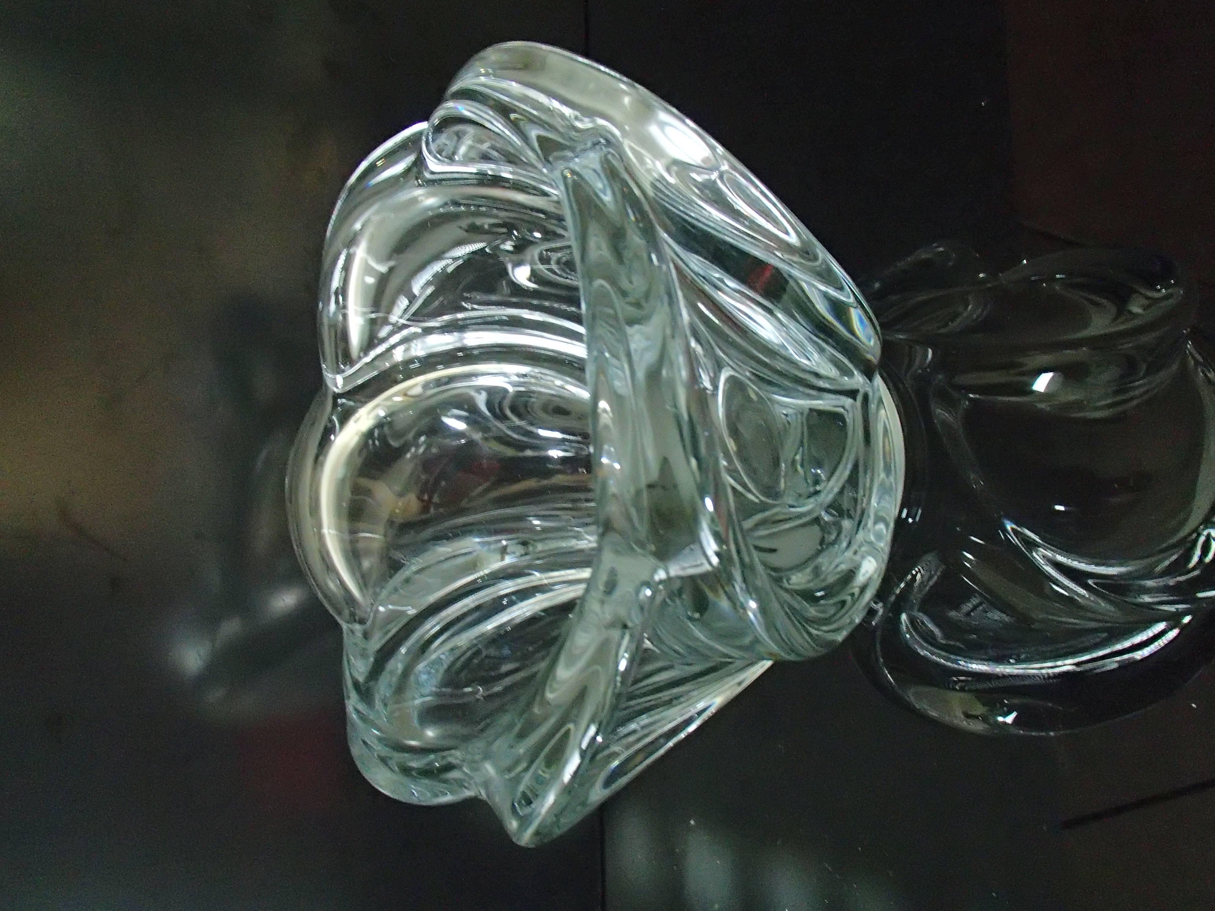Grand vase ou coupe en cristal transparent et lourd du milieu du siècle dernier Bon état - En vente à Weiningen, CH