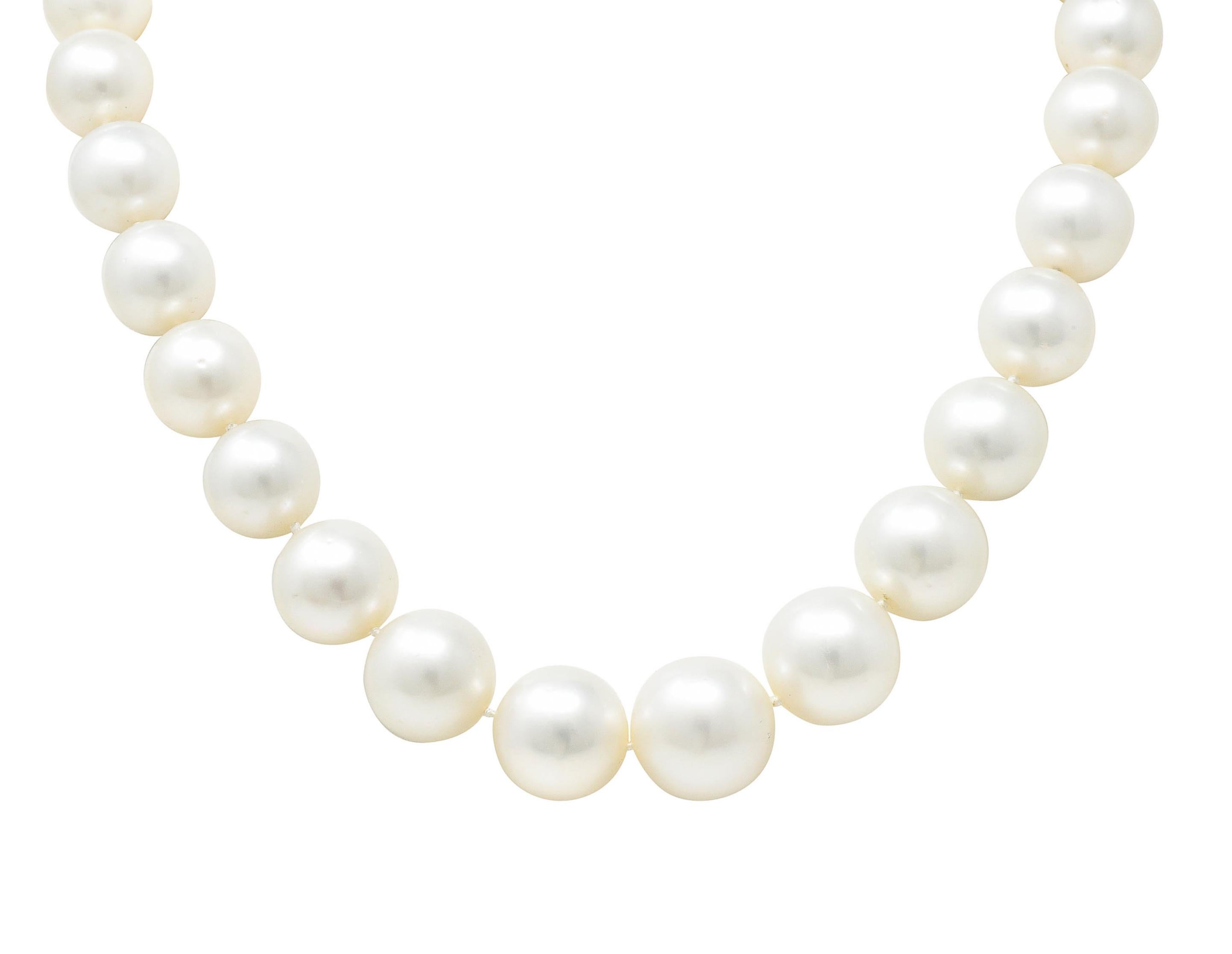 Mid-Century Large Cultured Pearl 3.50 CTW Diamond Strand Necklace For Sale 6