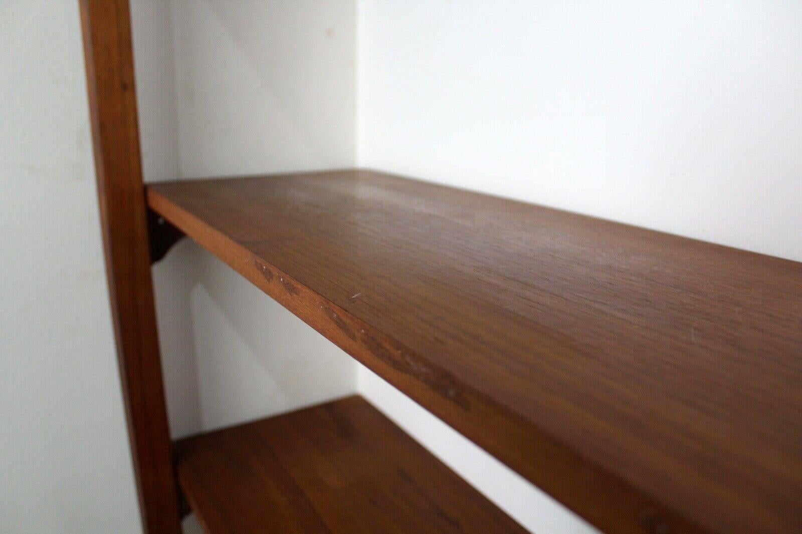 Mid Century Large Danish 4 Bay Wall Shelves Unit Drop Down Desk Light In Good Condition In Keego Harbor, MI