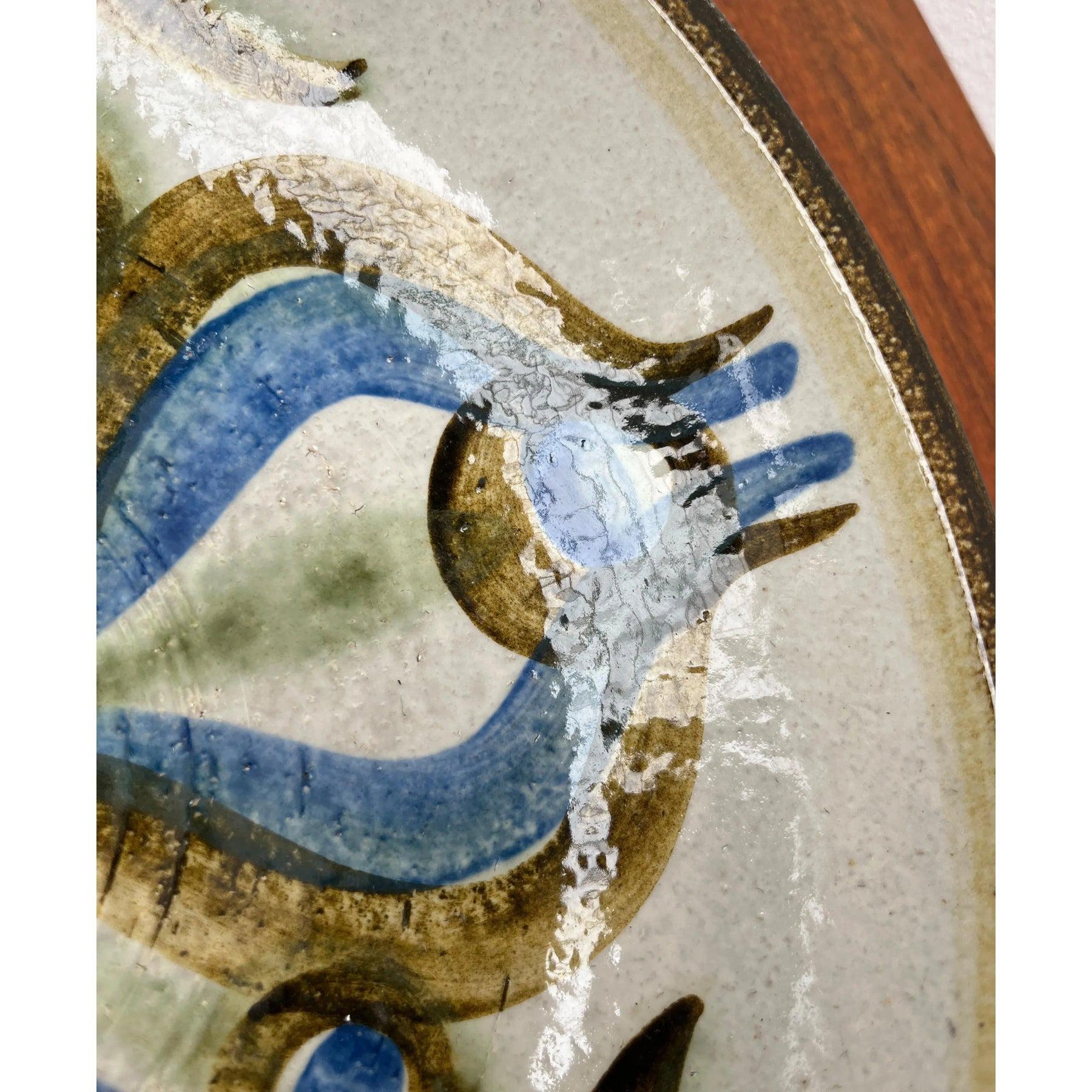 Gran cuenco o plato de pared danés de mediados de siglo de Studio Pottery para Søholm, años 60 siglo XX en venta