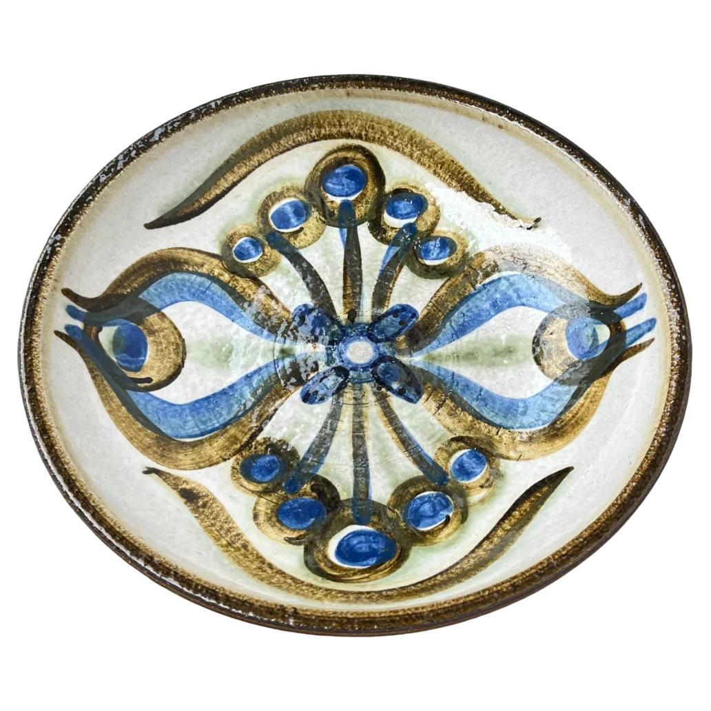 Gran cuenco o plato de pared danés de mediados de siglo de Studio Pottery para Søholm, años 60 en venta