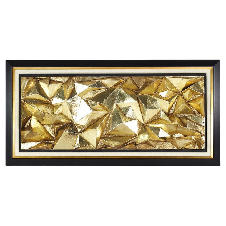 Mid Century Large Decorative Bronze Painted Wall Sculpture For Sale at