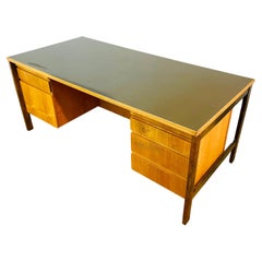 Used Mid-Century Large Desk By Jens Risom with Green Rixine Top, circa 1960s
