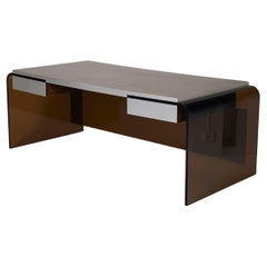 Used Mid-century large desk in plexiglass and ebony
