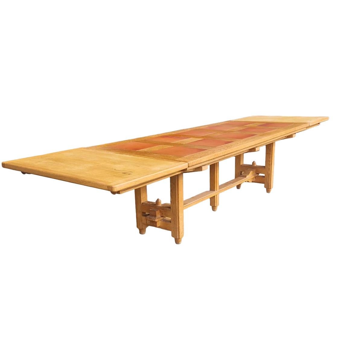 Ceramic Mid Century Large dining table by Guillerme & Chambron, France, 1950's For Sale
