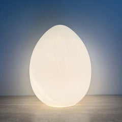 Mid-century Large Domec france egg shaped glass table lamp , 1970s