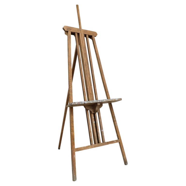 Midcentury Large Dutch Art Easel with Paint Splatter For Sale at 1stDibs