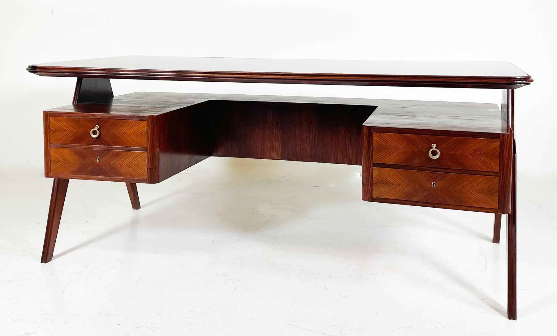 Großer Chefschreibtisch von Vittorio Dassi, 1950er Jahre (Moderne der Mitte des Jahrhunderts) im Angebot