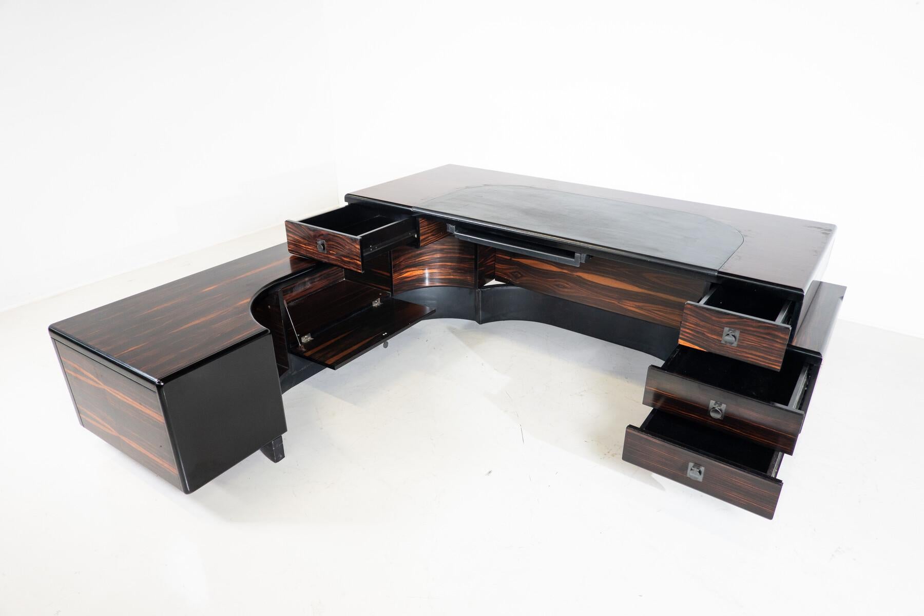 Mid-Century Large Executive Wooden Desk by Fabio Lenci for Bernini, Italy, 1960s For Sale 3