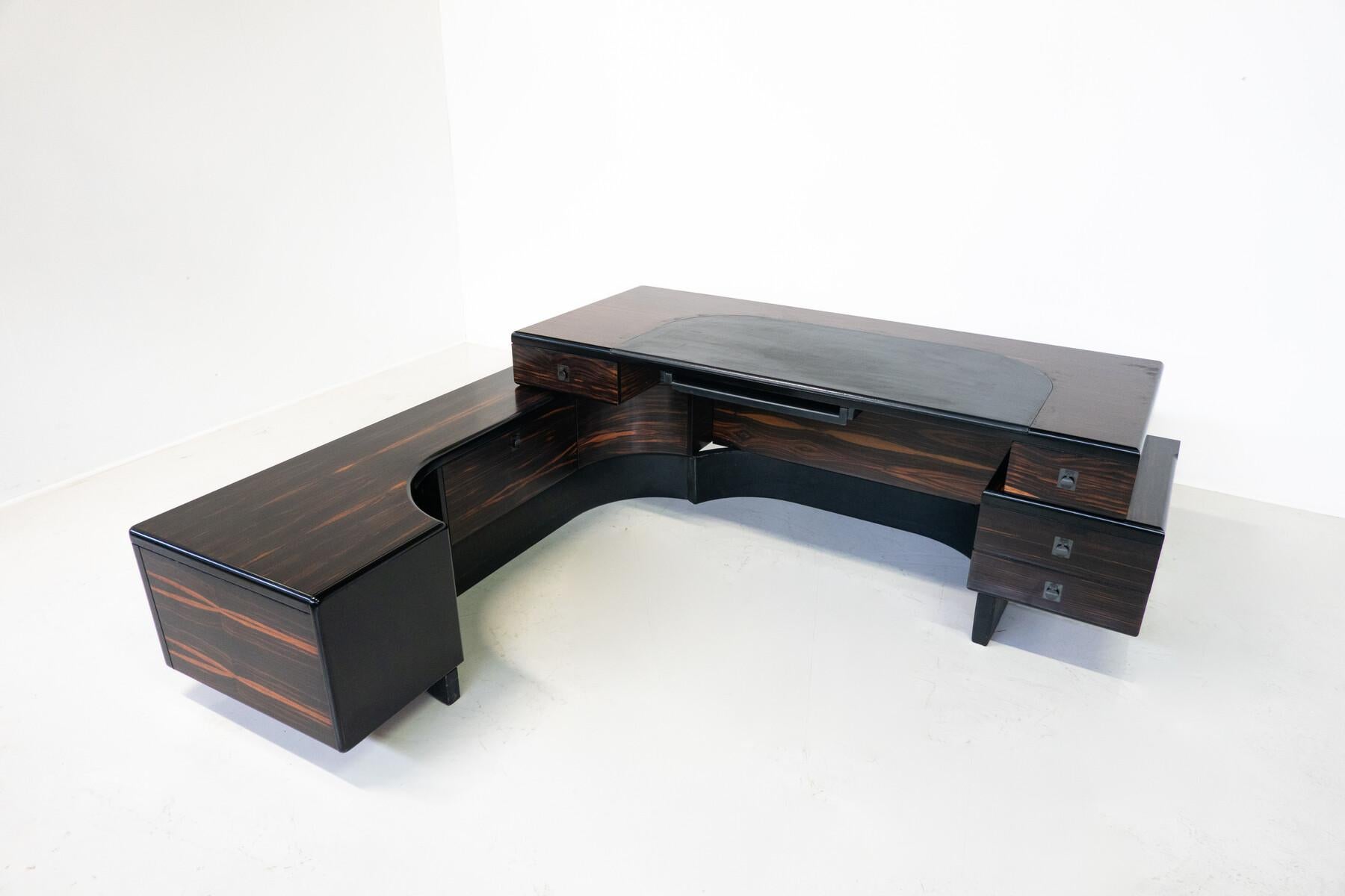 Mid-Century Large Executive Wooden Desk by Fabio Lenci for Bernini, Italy, 1960s For Sale 4