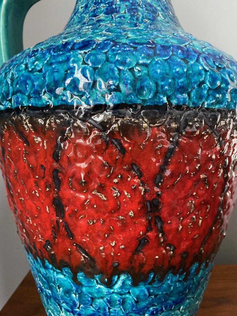 Mid Century Large Fat Lava Op Art Vase by Bay Ceramics, Germany In Good Condition For Sale In San Diego, CA