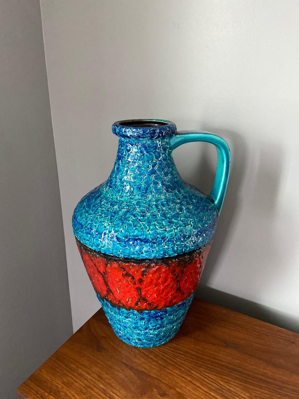 Mid-20th Century Mid Century Large Fat Lava Op Art Vase by Bay Ceramics, Germany For Sale