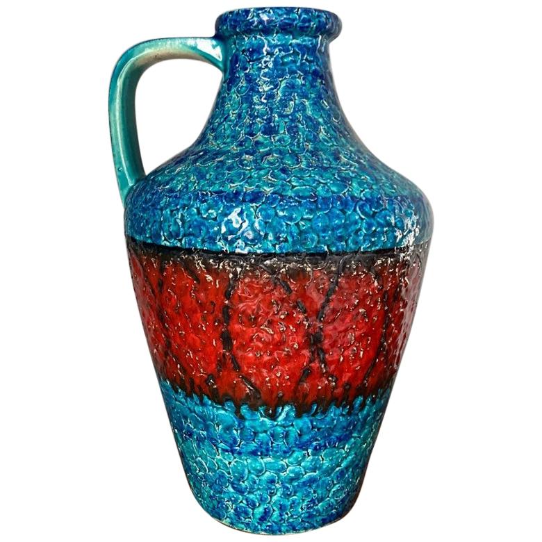 Grand vase d'art optique en lave grasse du milieu du siècle dernier, par Bay Ceramics, Allemagne