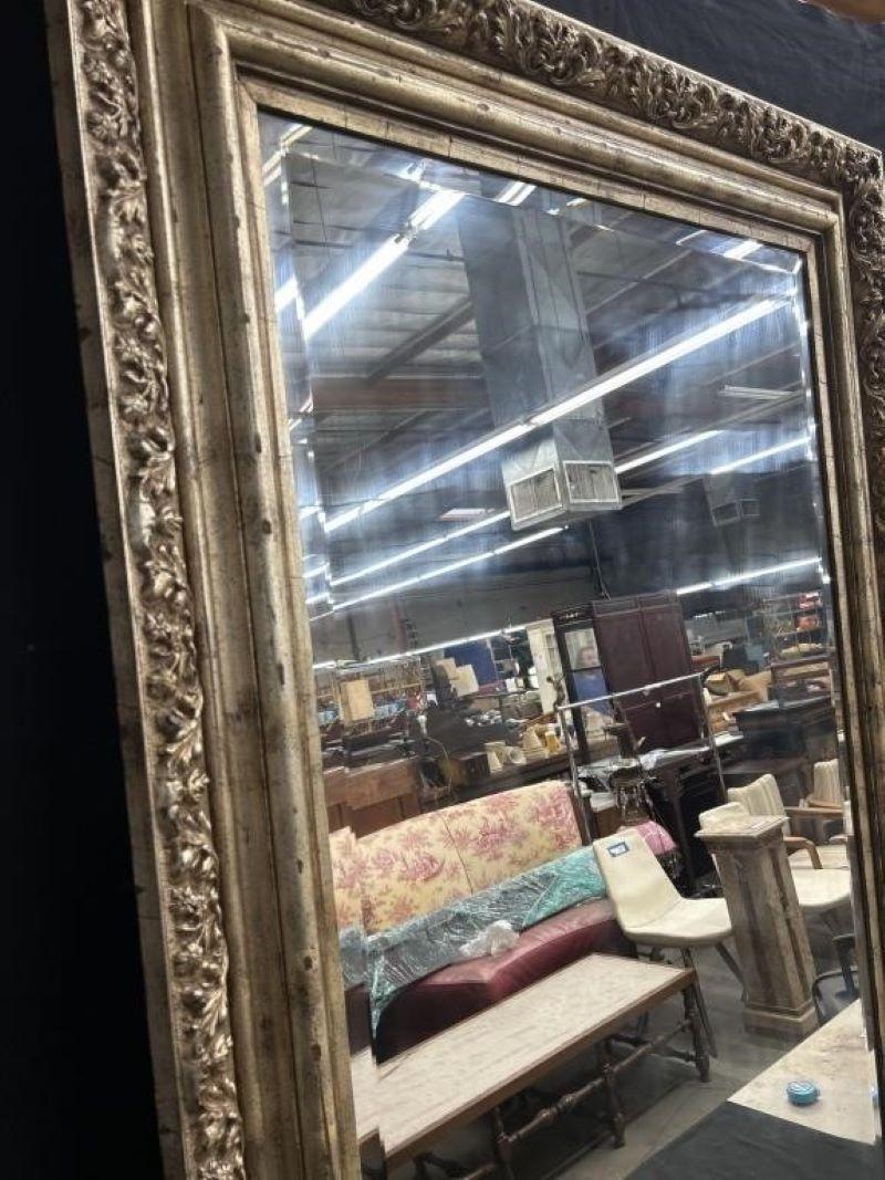 American Mid Century Large Frame Beveled Mirror For Sale