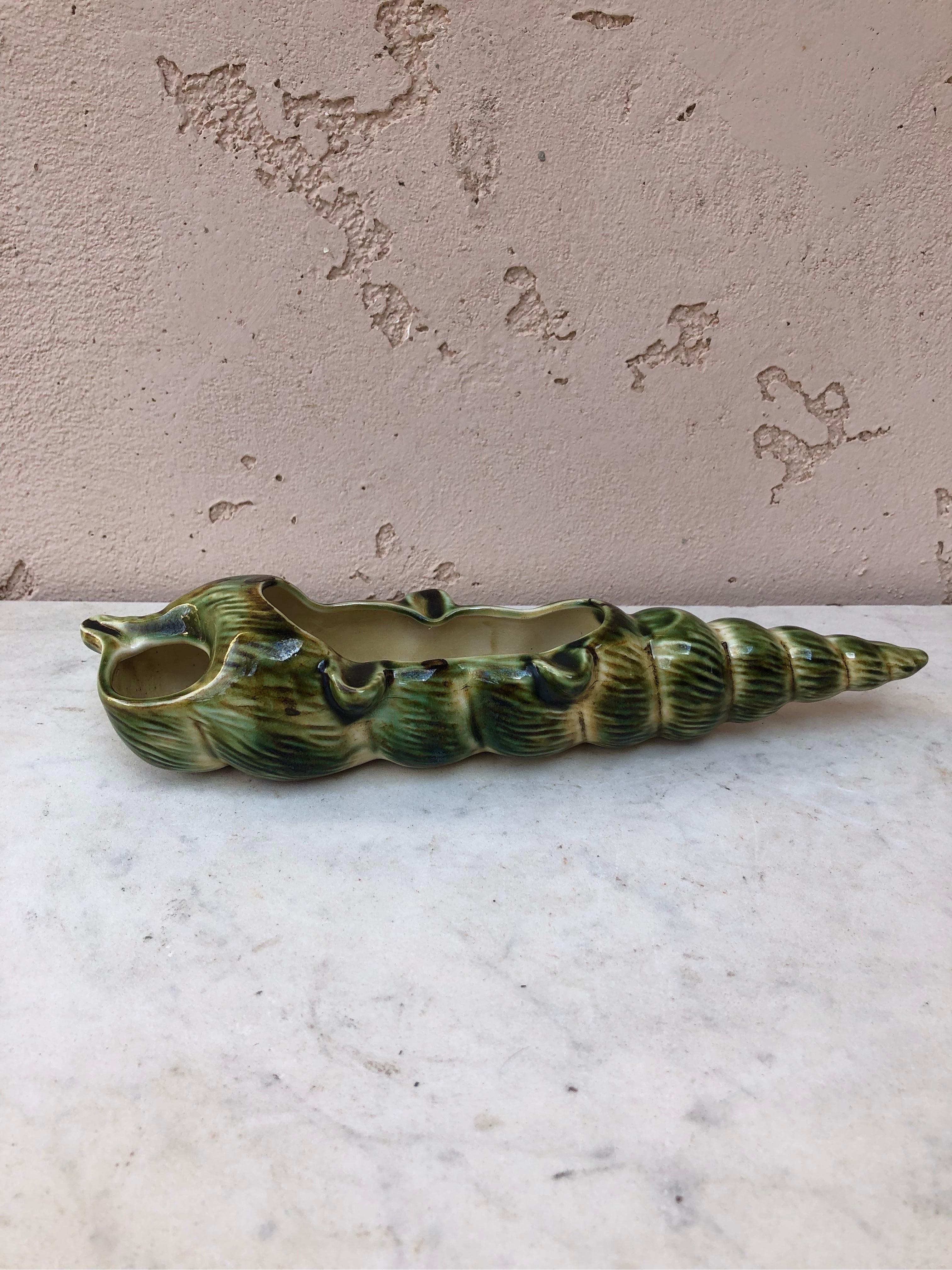 Mid-Century large French Majolica shell dish.