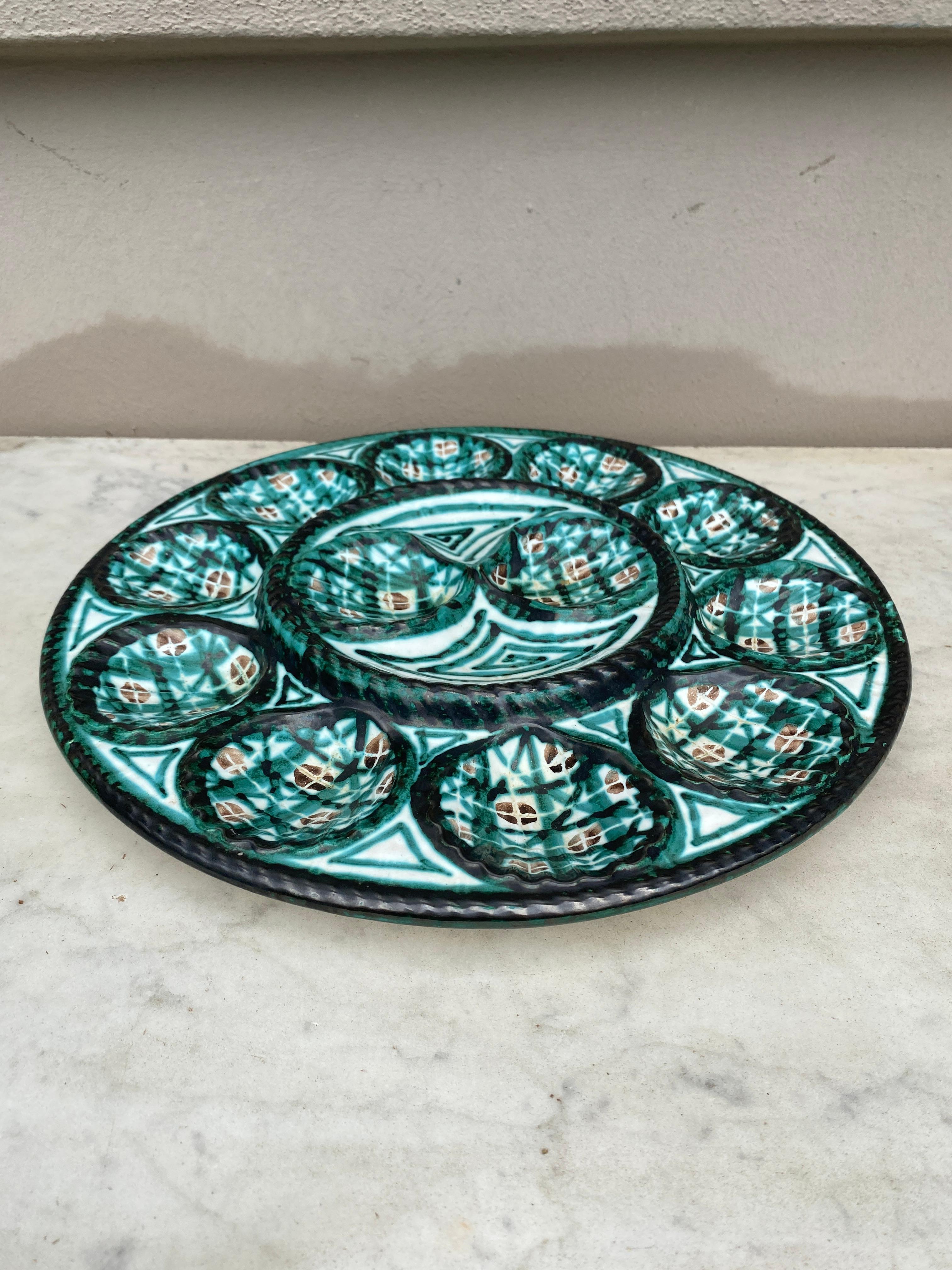 Mid-Century Modern Midcentury Large French Oyster Platter Robert Picault Vallauris For Sale