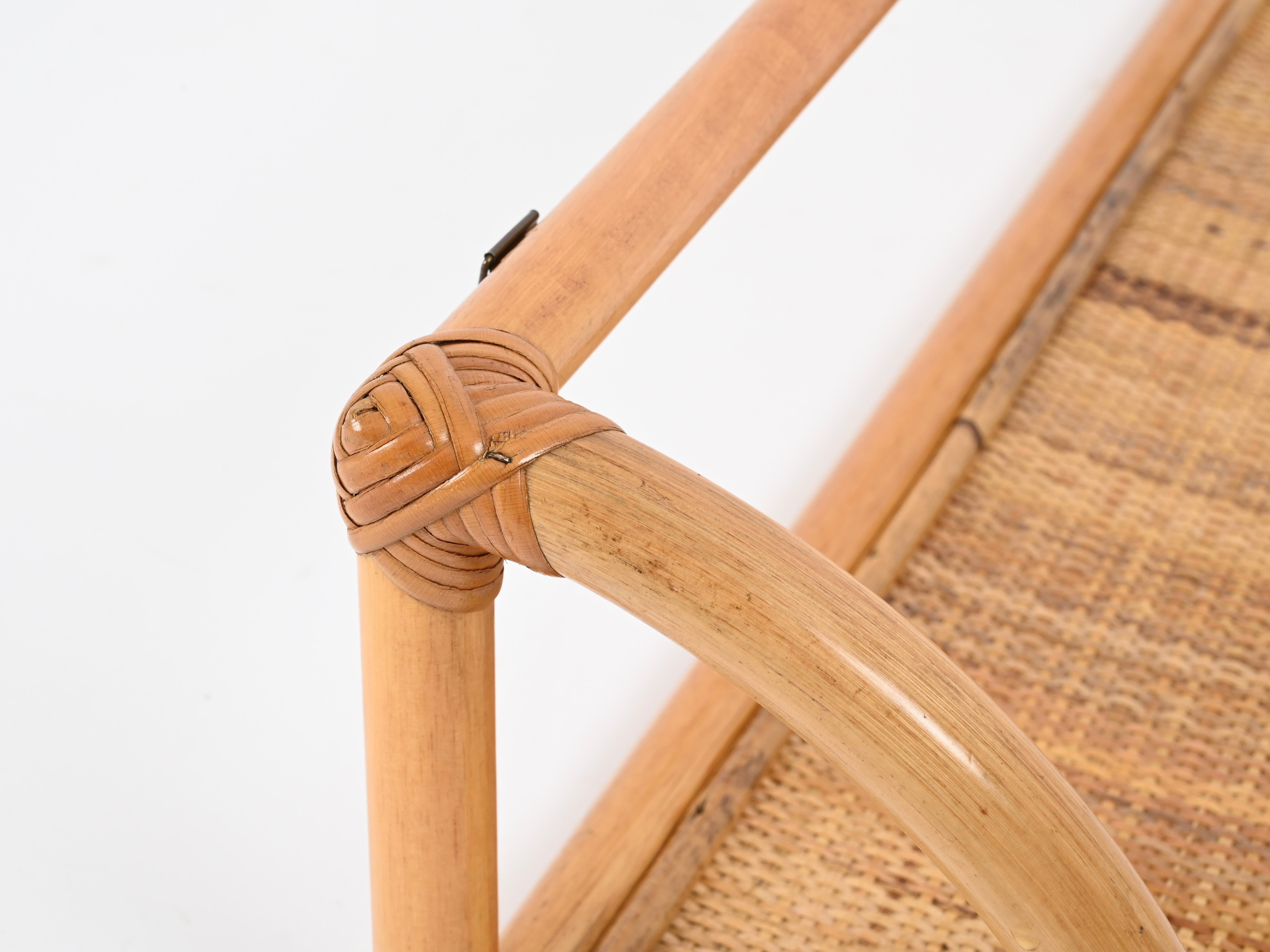 Mid-Century Large French Riviera Shelf in Bamboo, Rattan and Wicker, Italy 1970s in vendita 4