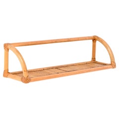 Mid-Century Large French Riviera Shelf in Bamboo, Rattan and Wicker, Italy 1970s