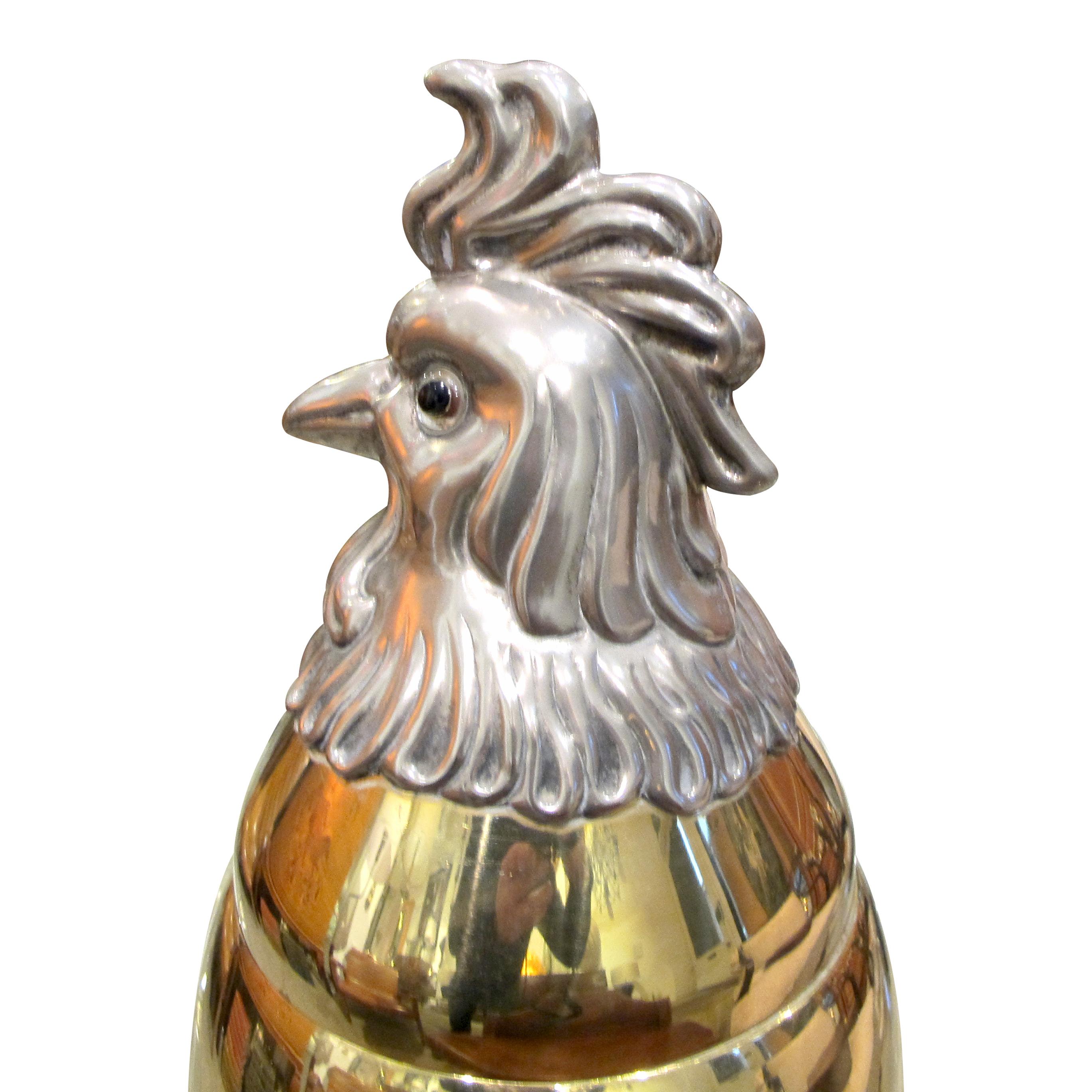 Altro Secchiello per il ghiaccio a forma di galletto placcato in oro e argento della metà del secolo scorso in vendita