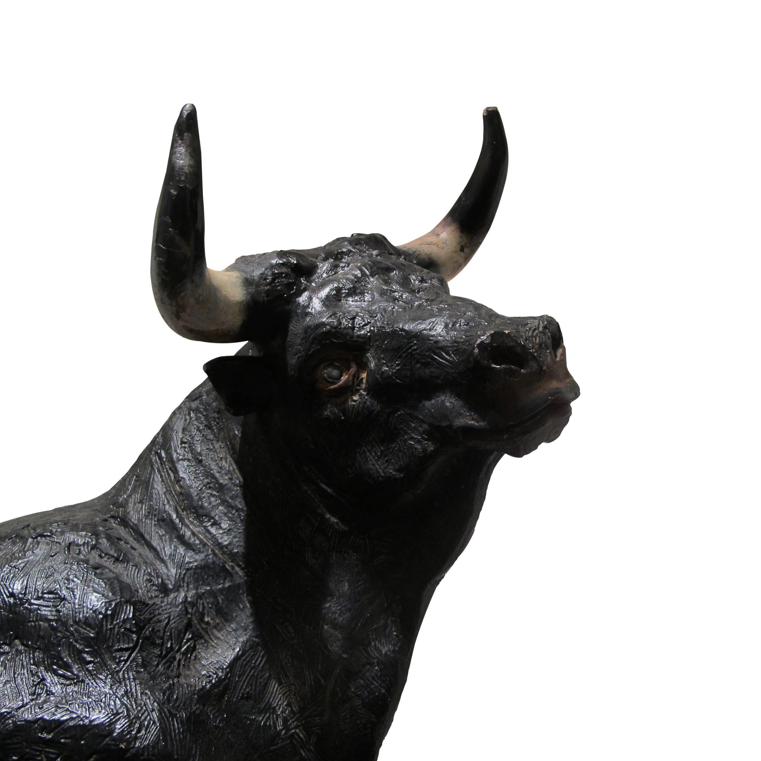 Mid-20th Century Mid-Century Large Hand-Crafted Plaster Sculpture of a Bull, Portuguese For Sale